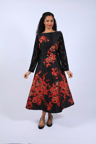 Diana - Long floral full pleated dress