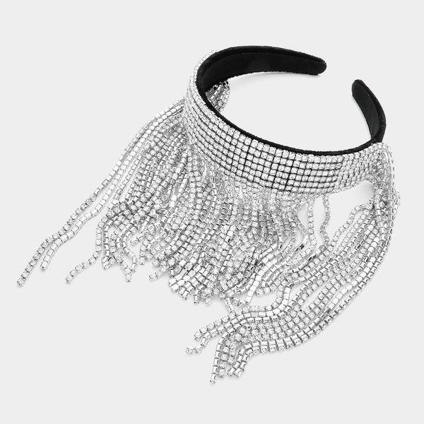 Rhinestone fringe headband