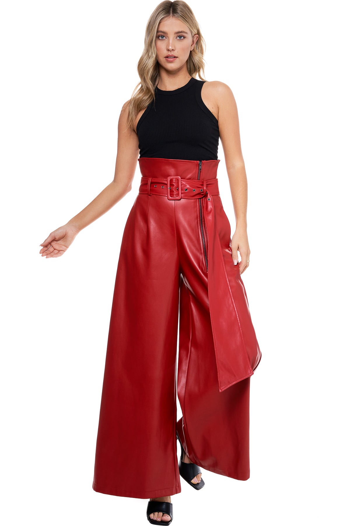 High waist vegan leather pants